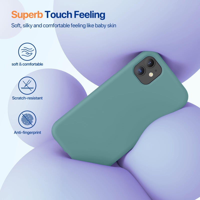 Miracase Designed for iPhone 11 Phone Case, with Screen Protector, Liquid Silicone Gel Rubber Full Body Drop Protection Shockproof Cover Phone Case for iPhone 11 6.1 inch, Midnight Green - Image 2